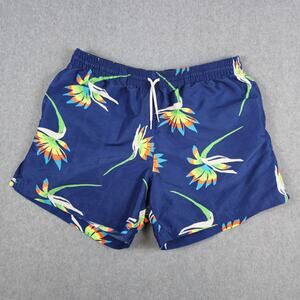 Chubbies Mens XL Birds of Paradise Swim Trunks Blue Tropical Print